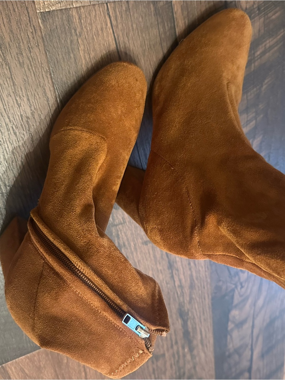 Steve Madden Suede Ankle Heeled Boots in Cognac Brown